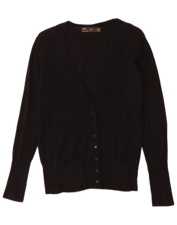 Zara Mujer Cárdigan Suéter UK 12 Mediano Negro