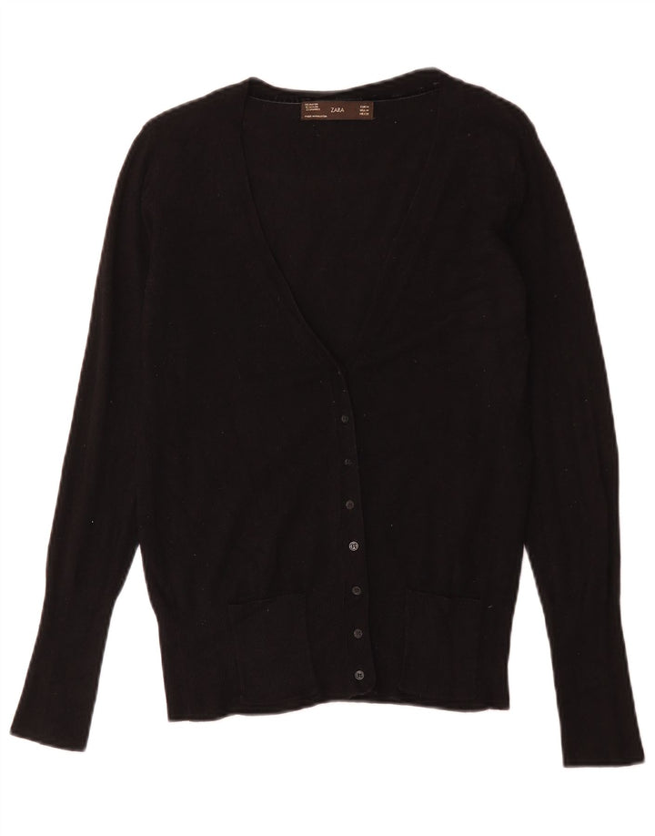 Zara Mujer Cárdigan Suéter UK 12 Mediano Negro