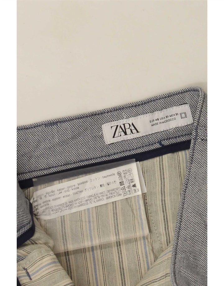 Zara Mens Chino Shorts EU 40 Medium W31 Algodón Gris
