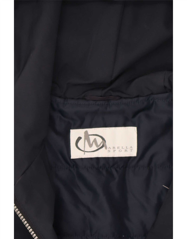 Marella Chaqueta cortavientos con capucha para mujer UK 40 Mediana Azul marino Poliéster