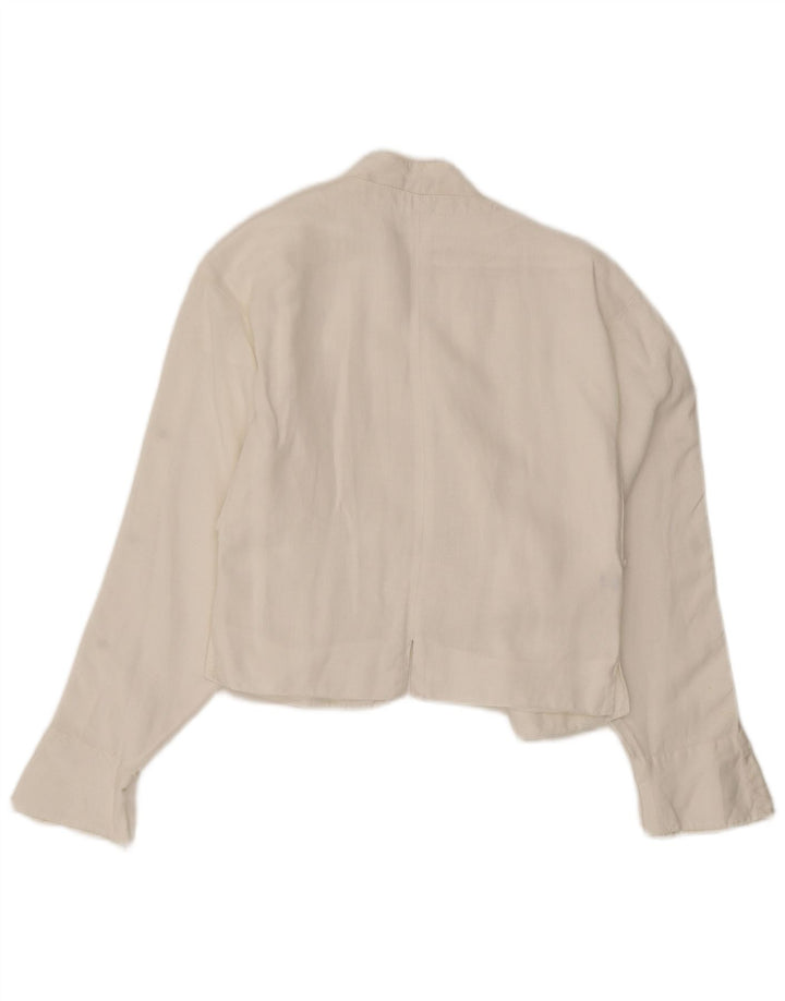 Claude Montana Chaqueta corta para mujer UK 12 Medium White Linen