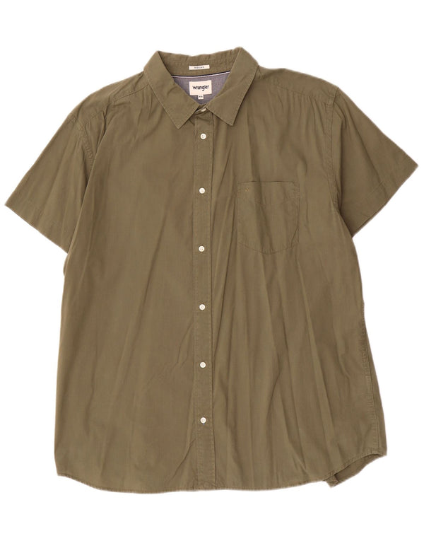 Wrangler Camisa De Manga Corta Regular Fit Para Hombre 2XL Algodón Caqui