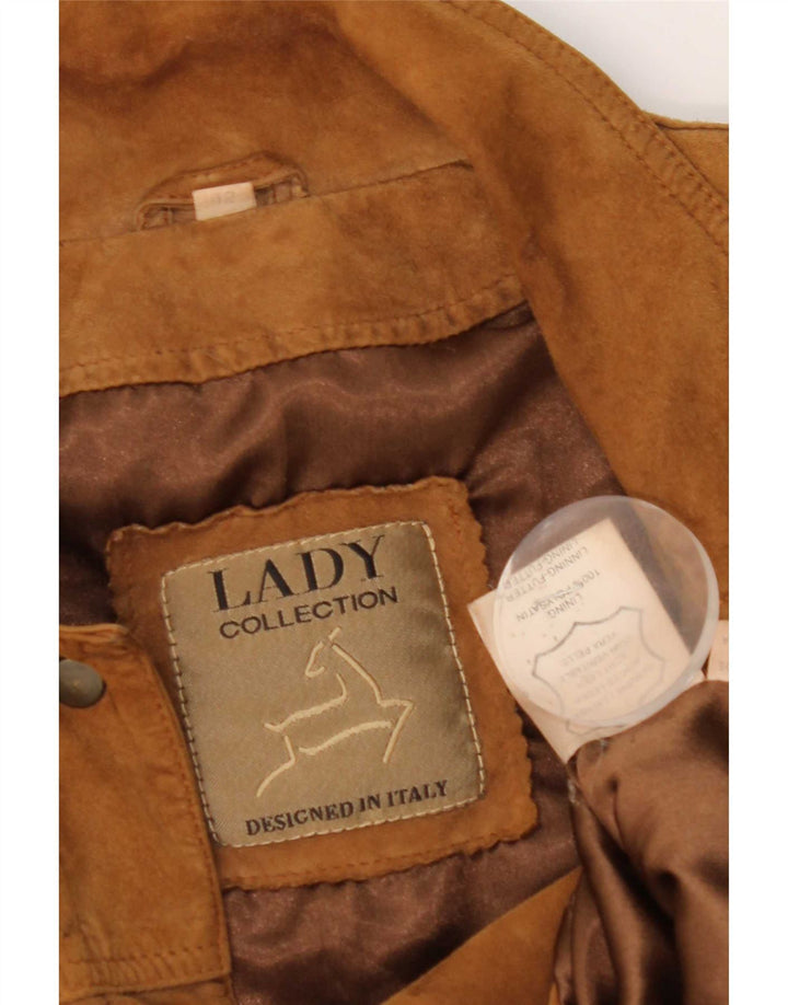 Chaqueta de ante vintage para mujer IT 42 cuero marrón medio