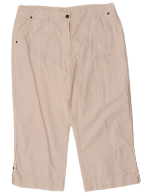 Marks & Spencer Pantalones Capri de Cintura Alta para Mujer UK 18 XL W34 L22 Blanco