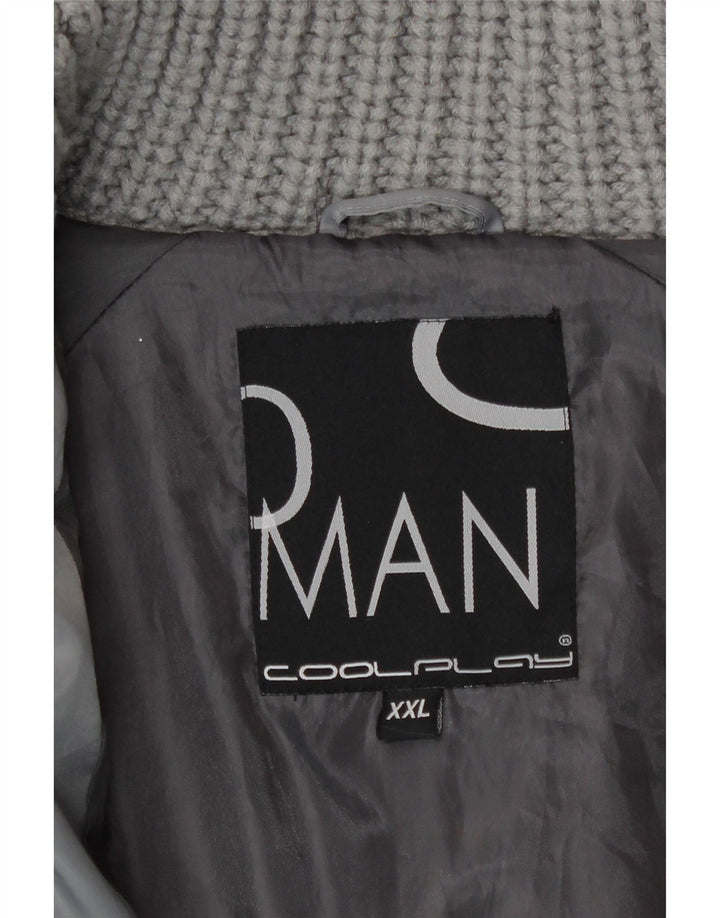Chaqueta acolchada vintage para hombre Reino Unido 44 2XL Poliéster gris
