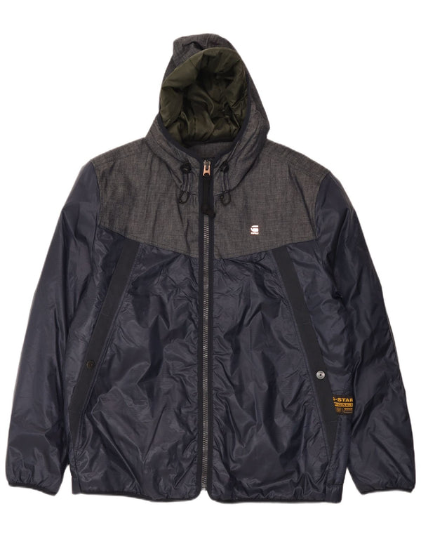 Chaqueta cortavientos con capucha para hombre G-Star UK 44 2XL Azul marino Colorblock