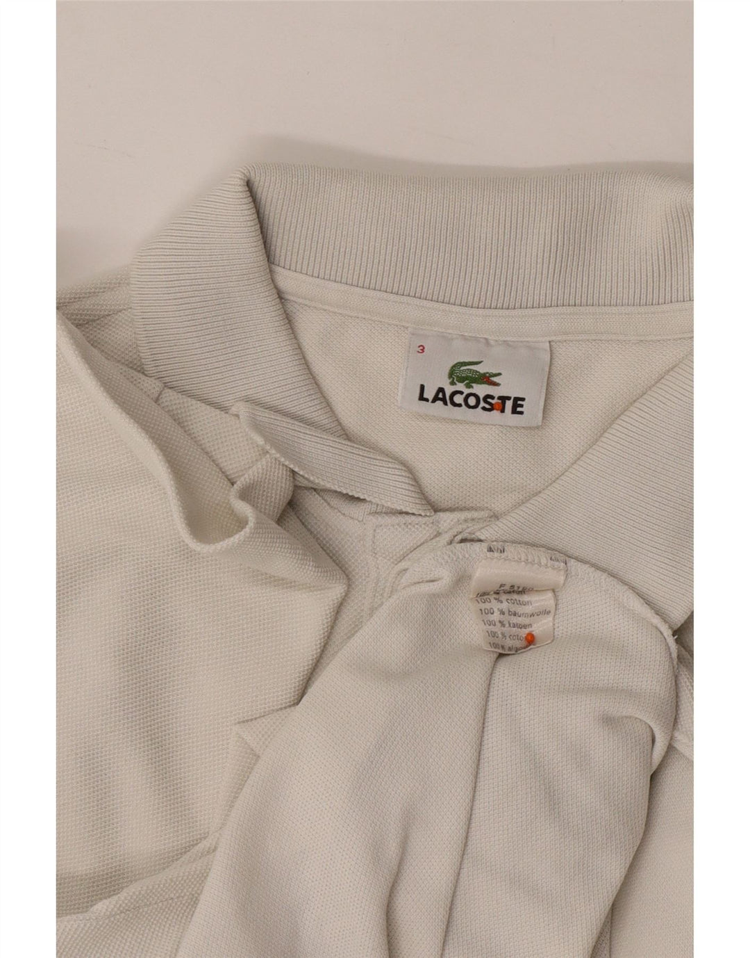 LACOSTE Polo para hombre talla 3 pequeño algodón blanco