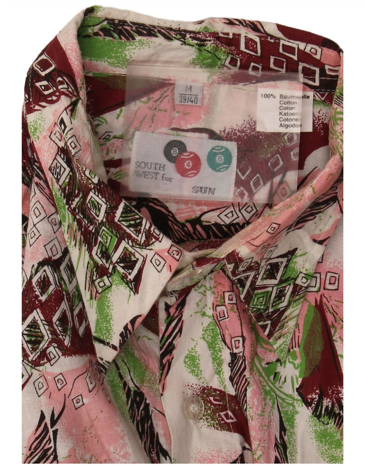 Vintage hombres patrón abstracto camisa tamaño 39/40 medio multicolor