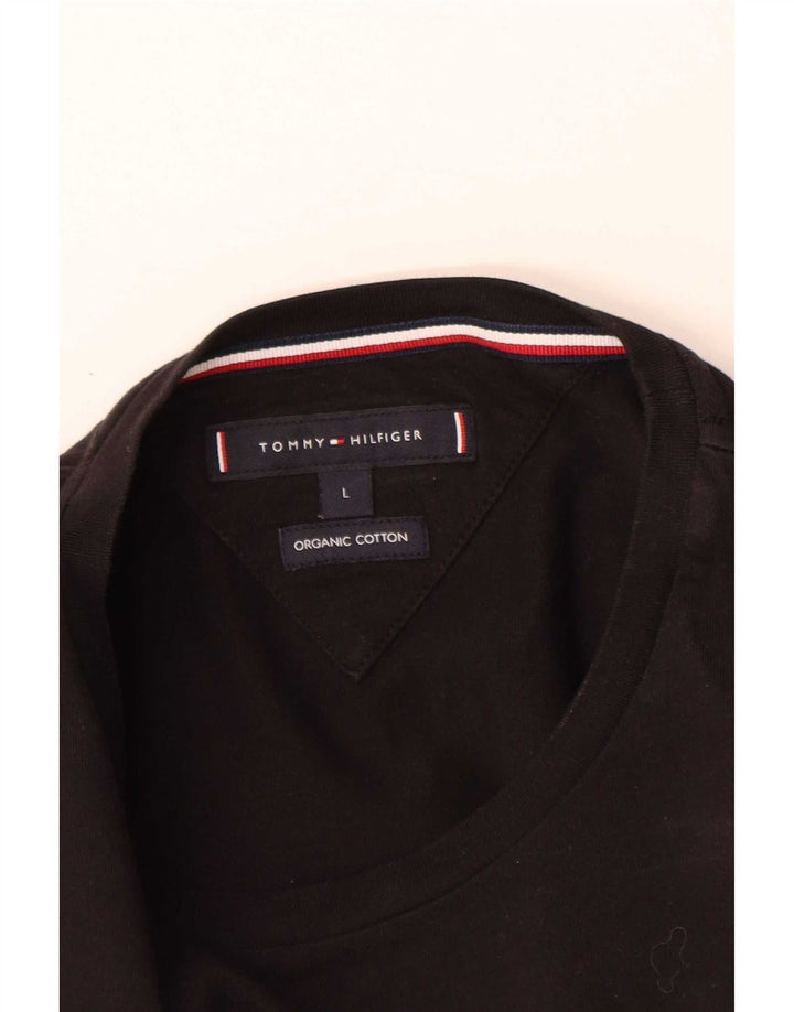 Tommy Hilfiger Top gráfico para hombre de manga larga de algodón negro grande