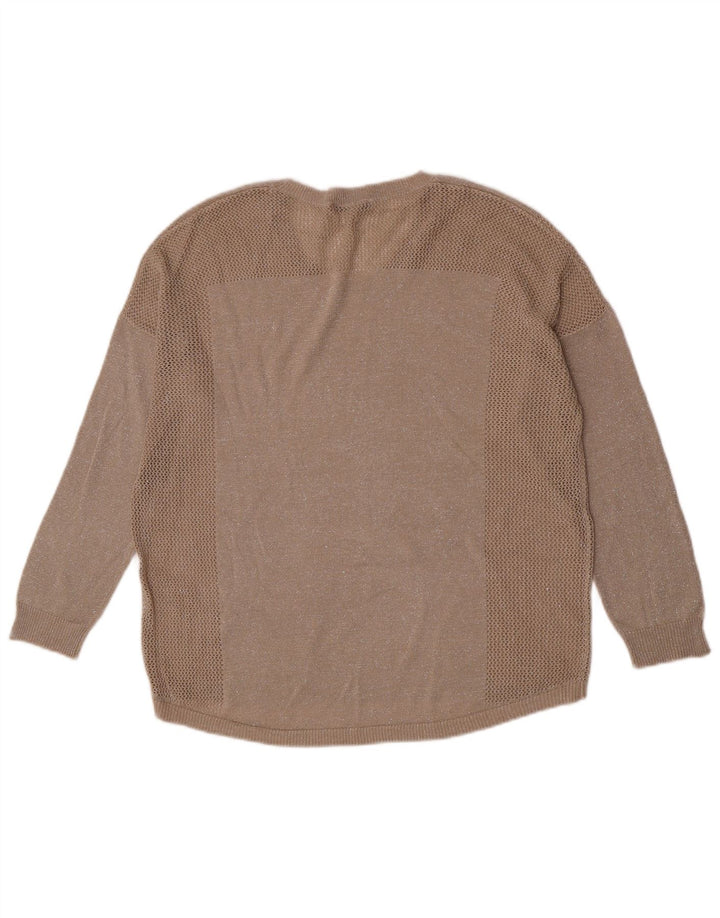 Oasis - Jersey extragrande con cuello barco para mujer, talla 40, tamaño mediano, color beige