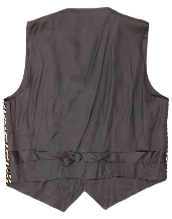 Chaleco vintage para hombre IT 50 Seda geométrica gris medio