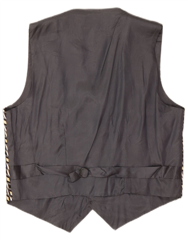 Chaleco vintage para hombre IT 50 Seda geométrica gris medio