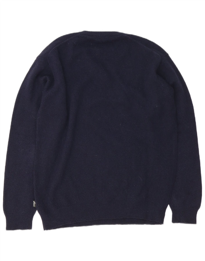 Asics - Jersey con cuello en V para hombre, talla grande, lana de cordero azul marino