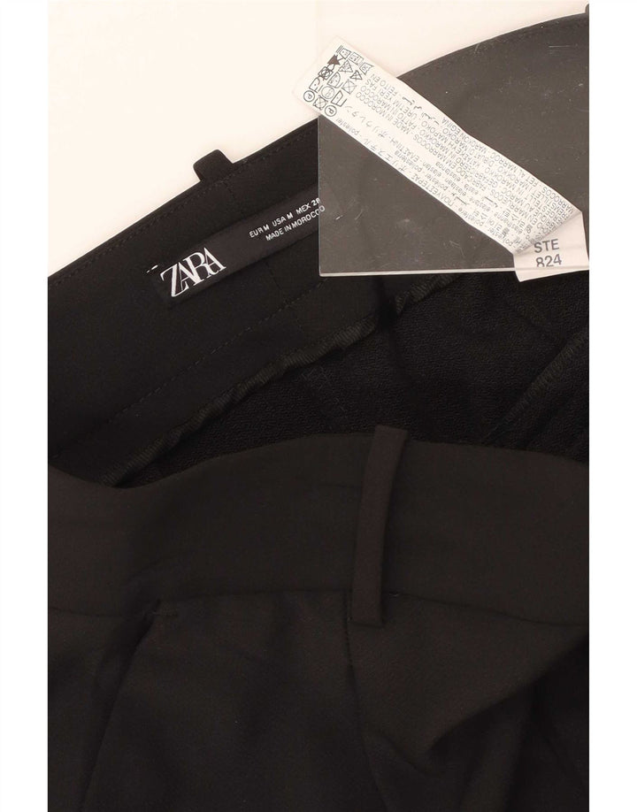 Zara Mujer Pantalones Cortos Chinos Pegged Mediano W28 Poliéster Negro
