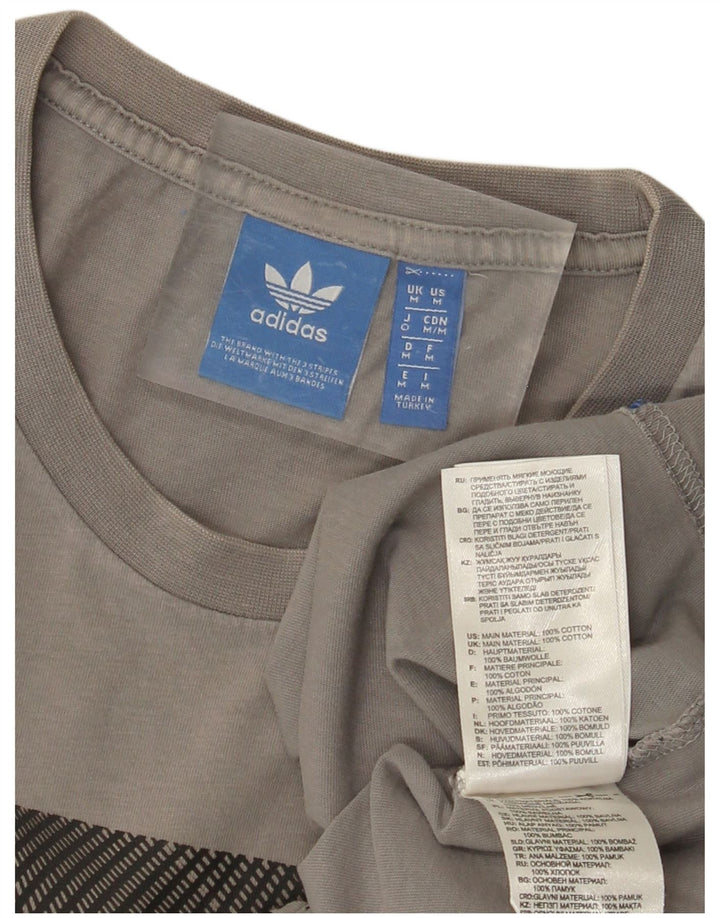 ADIDAS Camiseta gráfica para hombre Top Algodón gris medio