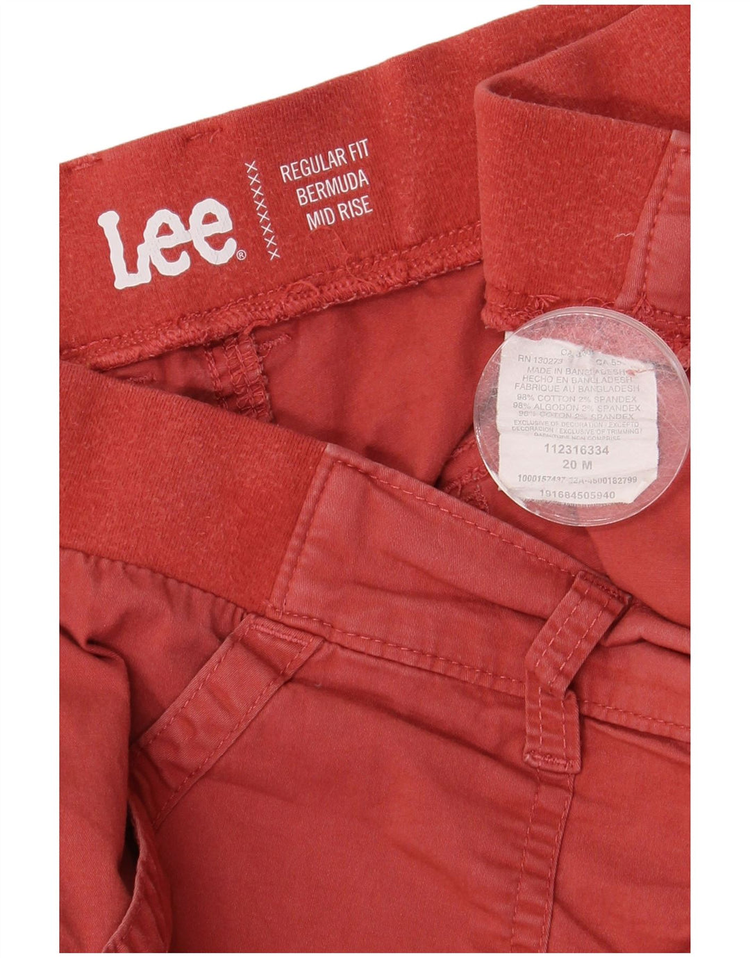 Lee Bermudas de tiro medio para mujer, ajuste regular, US 20 3XL W40, algodón rojo