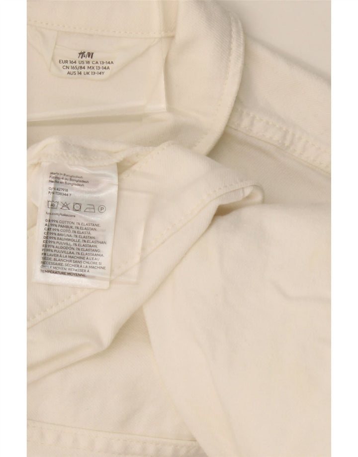 H&M Girls Crop Denim Jacket 13-14 Years White Cotton Vintage H&M and Second-Hand H&M from Messina Hembry 