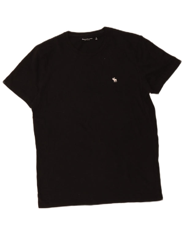 Abercrombie & Fitch - Camiseta para hombre, talla pequeña, algodón negro