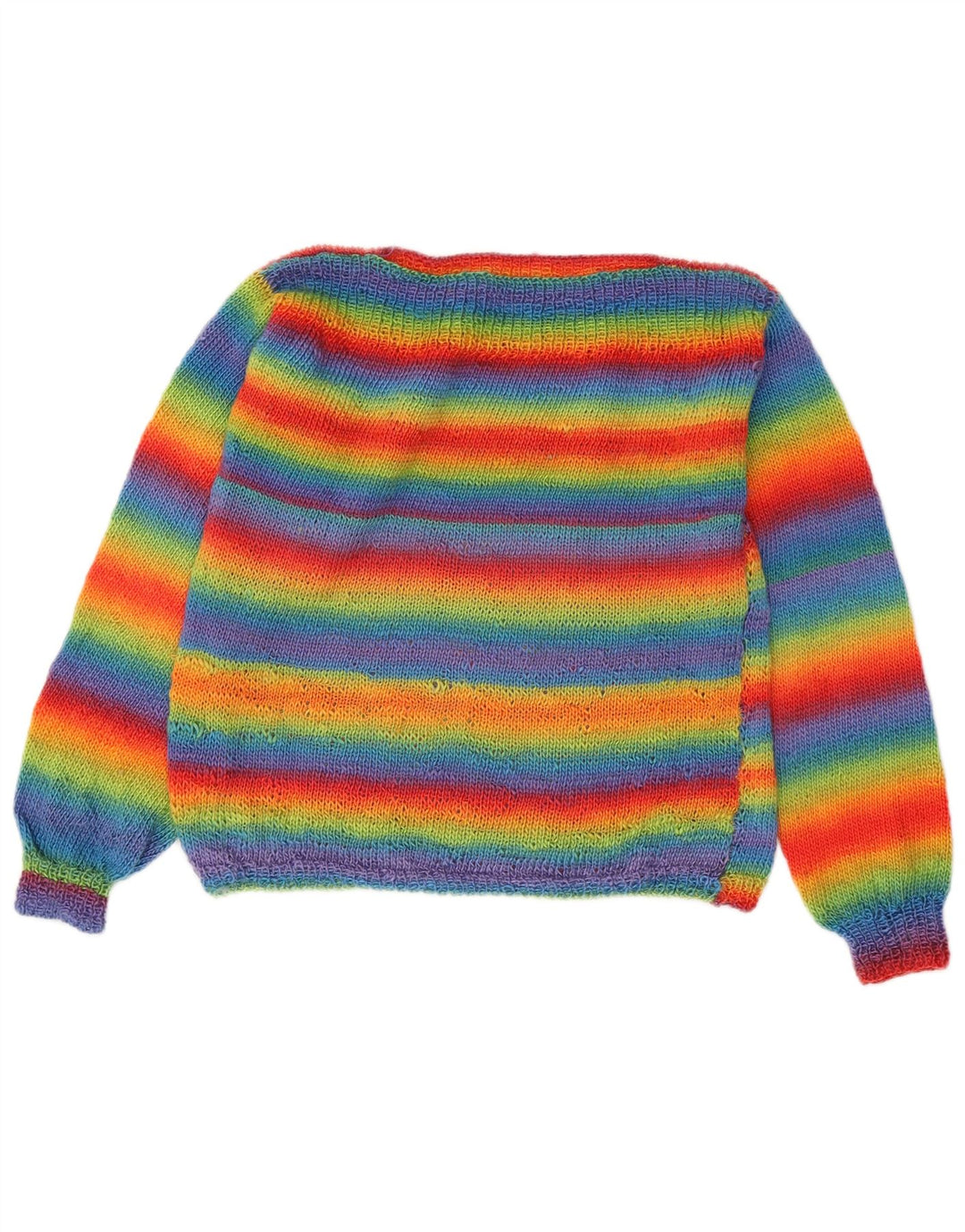 Vintage mujer barco cuello jersey suéter Reino Unido 14 medio multicolor rayas