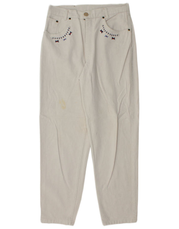 Giesswein Vaqueros cónicos de cintura alta para mujer UK 40 Large W30 L30 Algodón blanco