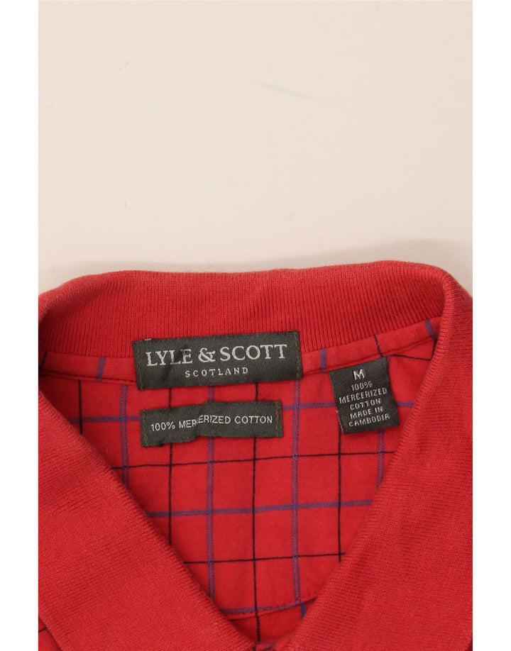 LYLE & SCOTT Polo para hombre de algodón a cuadros rojos medianos