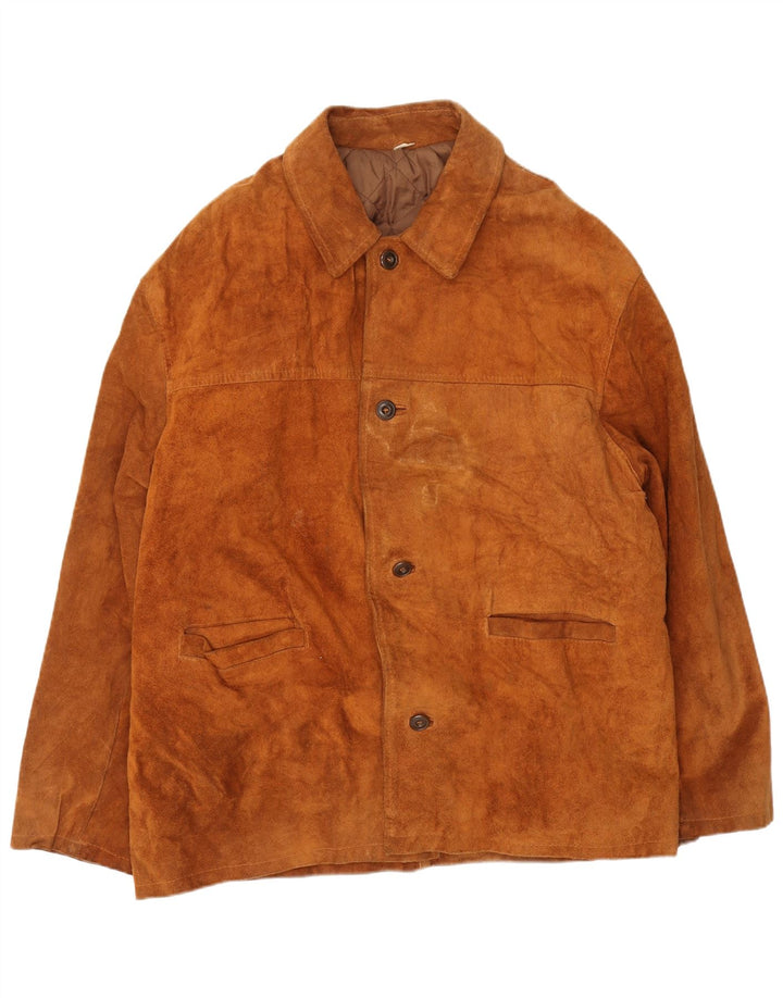Vintage mujer chaqueta de ante Reino Unido 44 2XL marrón