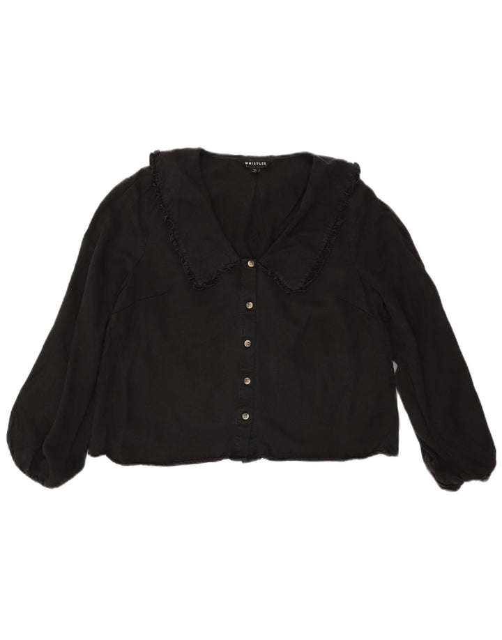 Whistle Blusa corta para mujer UK 12 Medium Black Lycra