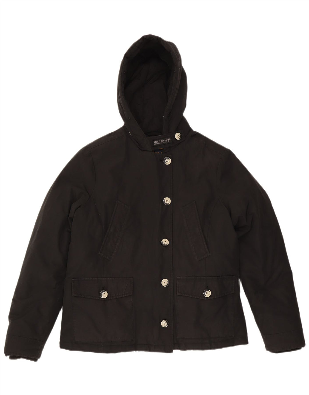 Woolrich Chaqueta acolchada extragrande con capucha para mujer UK 18 XL Algodón negro