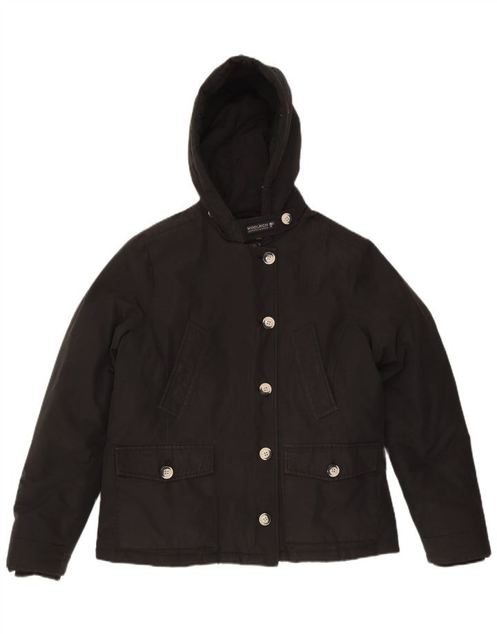 Woolrich Chaqueta acolchada extragrande con capucha para mujer UK 18 XL Algodón negro