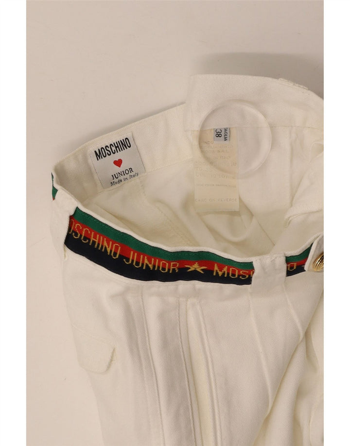 MOSCHINO Pantalones de traje con estampado gráfico para niños 9-10 años W24 L25 Algodón blanco