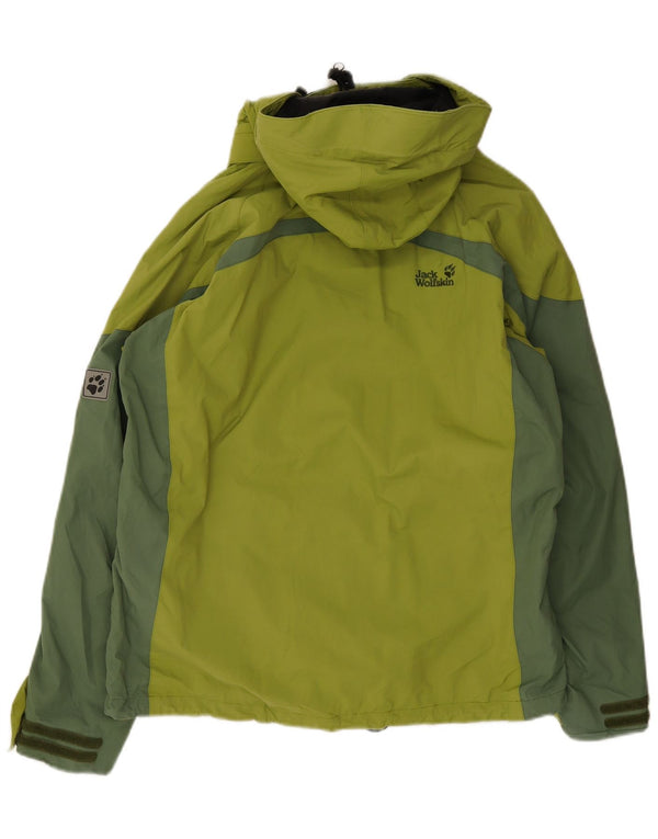 Jack Wolfskin Chaqueta impermeable con capucha para mujer UK 40/40 Grande Verde Colorblock