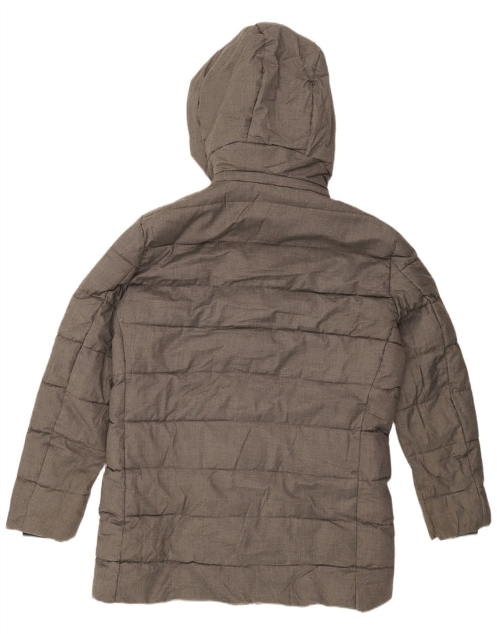 Zara - Abrigo acolchado con capucha para hombre, talla 40, poliéster gris grande