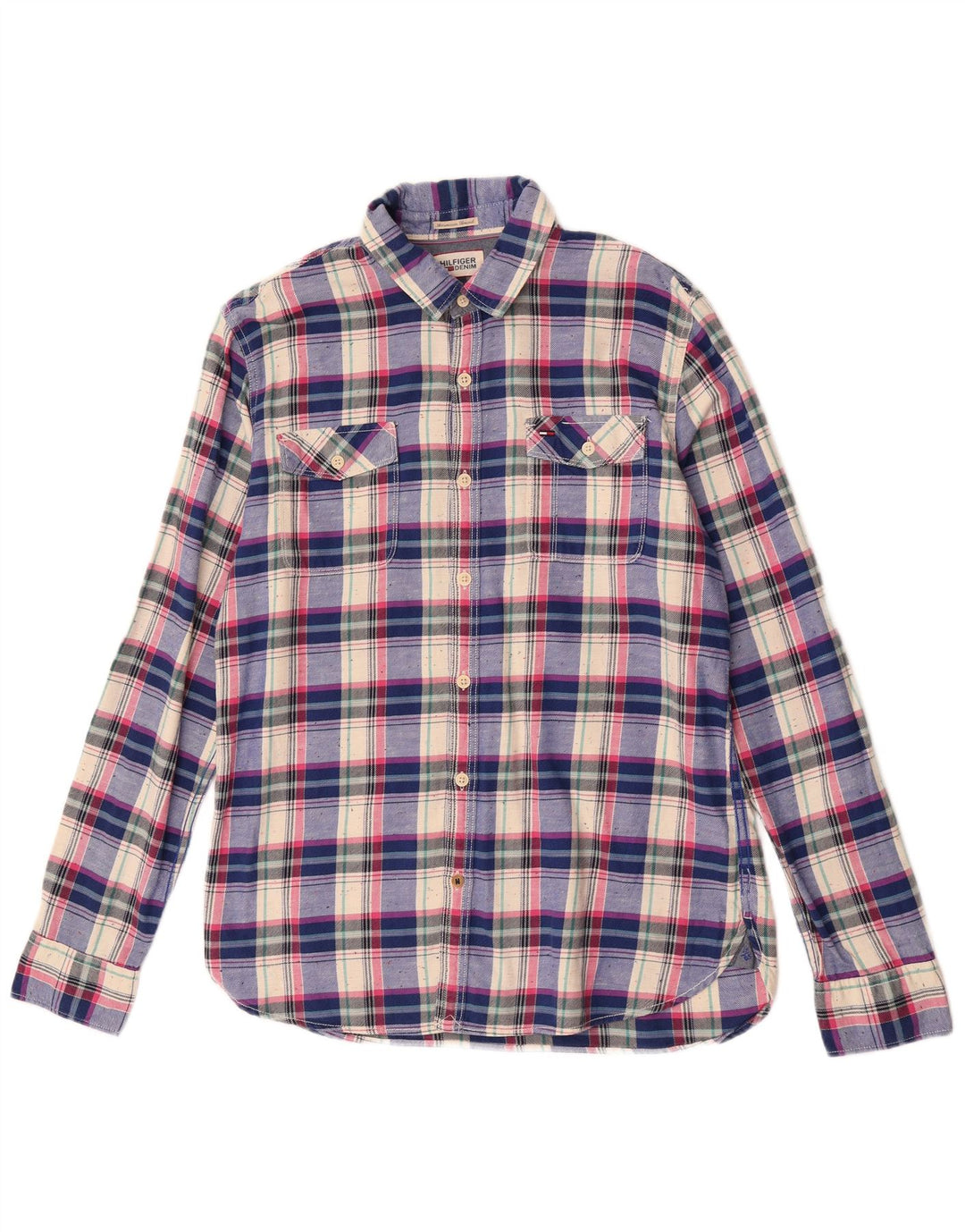 Camisa Tommy Hilfiger para hombre de algodón a cuadros azules grandes