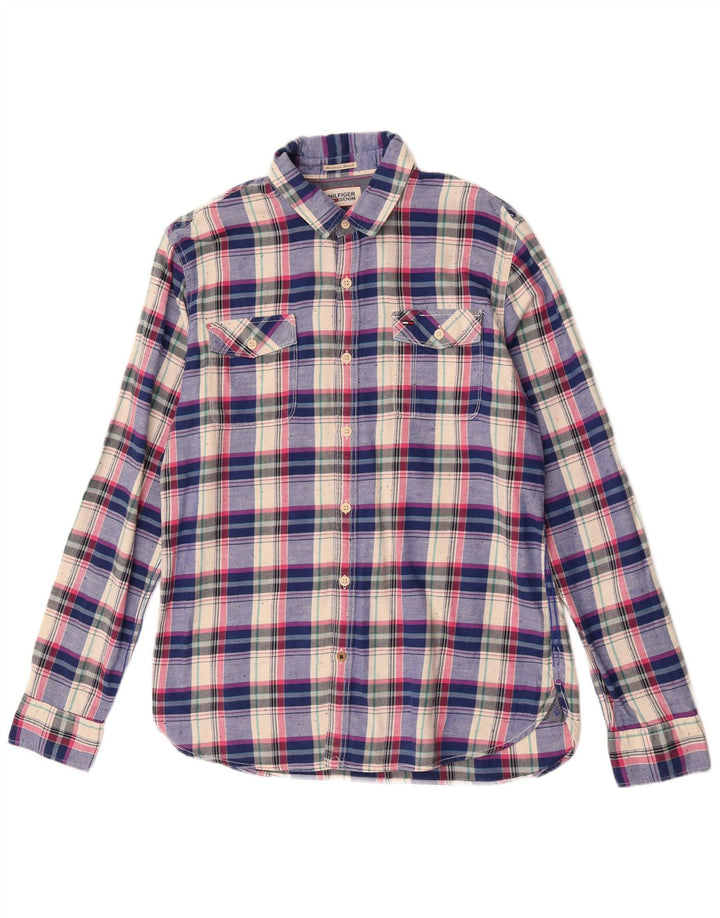 Camisa Tommy Hilfiger para hombre de algodón a cuadros azules grandes