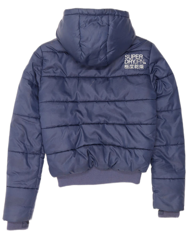 Superdry Chaqueta Acolchada Con Capucha Para Mujer UK 40 Small Poliéster Azul Marino