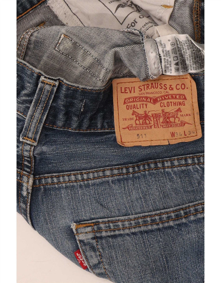 Levi's Hombre 511 Slim Jeans W34 L34 Algodón Azul