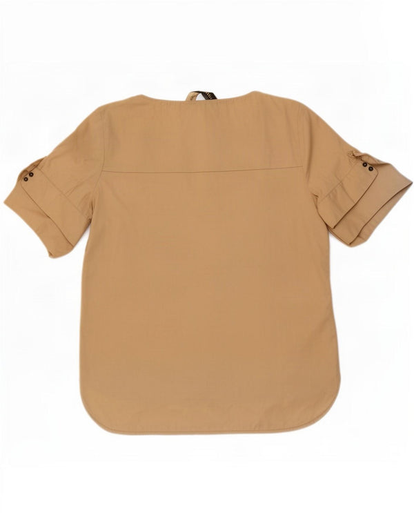 Zara Mujer Blusa Top Reino Unido 46 Grande Beige Colorblock Algodón