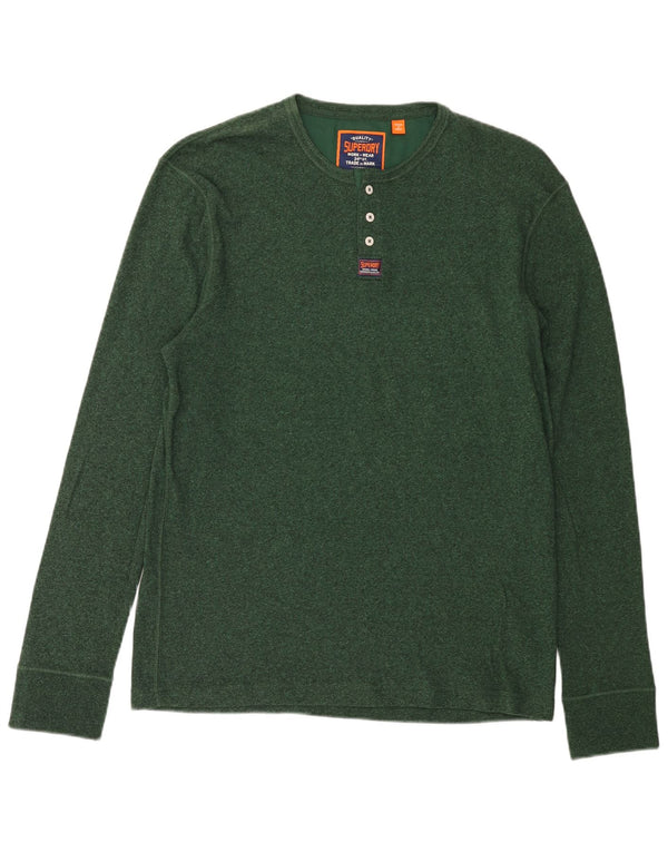 Superdry Hombre Top Manga Larga 3XL Algodón Moteado Verde