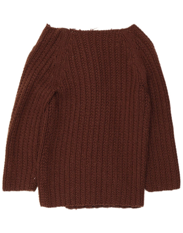 VINTAGE Womens Longline Open Cardigan Sweater UK 10 Small Brown