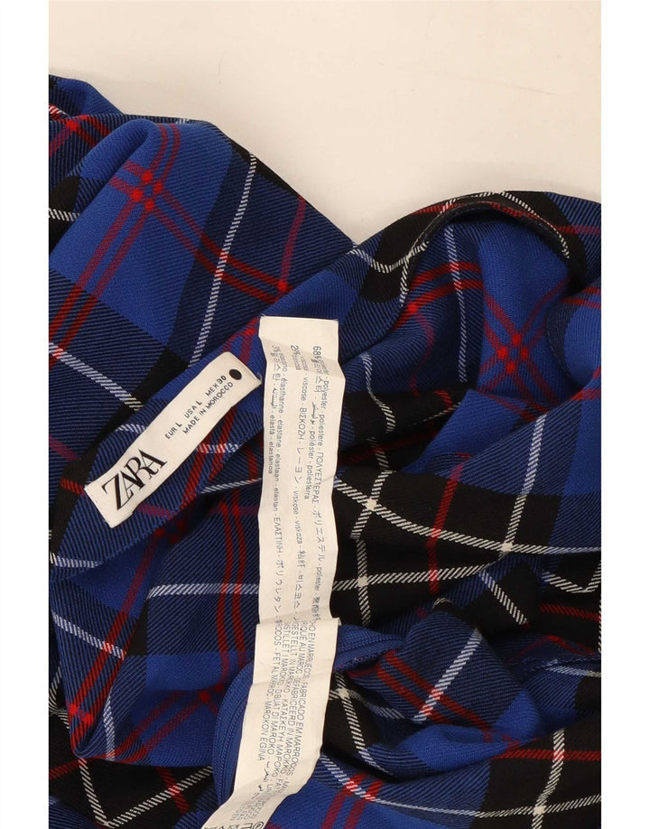 Zara Top de manga 3/4 con un hombro para mujer UK 44 Poliéster a cuadros azul grande