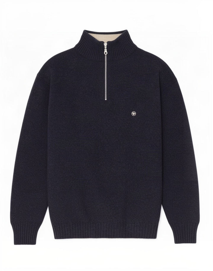 Murphy & Nye - Jersey para hombre con cremallera y cuello, talla 2XL, lana azul marino