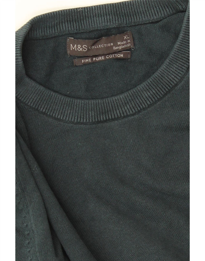 MARKS & SPENCER Jersey de cuello redondo para hombre XL Algodón verde