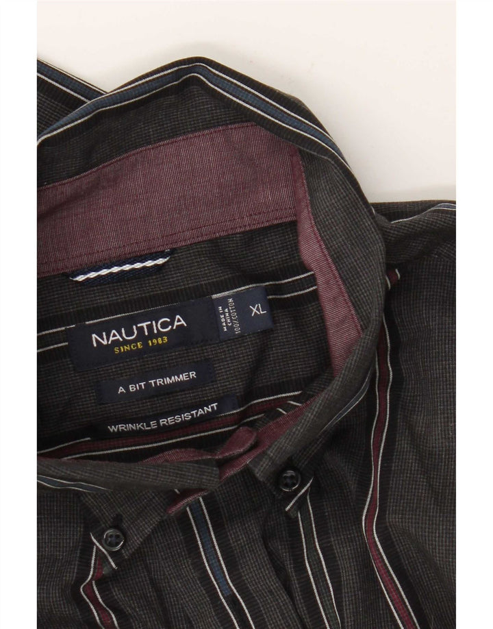 Camisa Nautica Hombre XL Algodón Rayas Gris