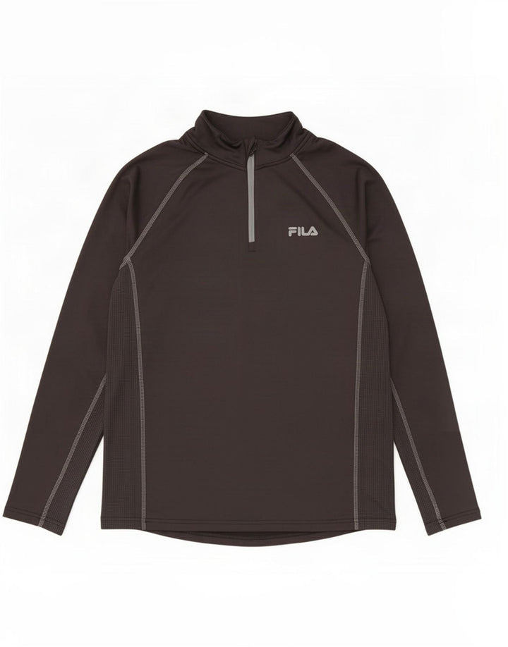Fila Hombre Zip Neck Jersey Chándal Top Mediano Poliéster Negro