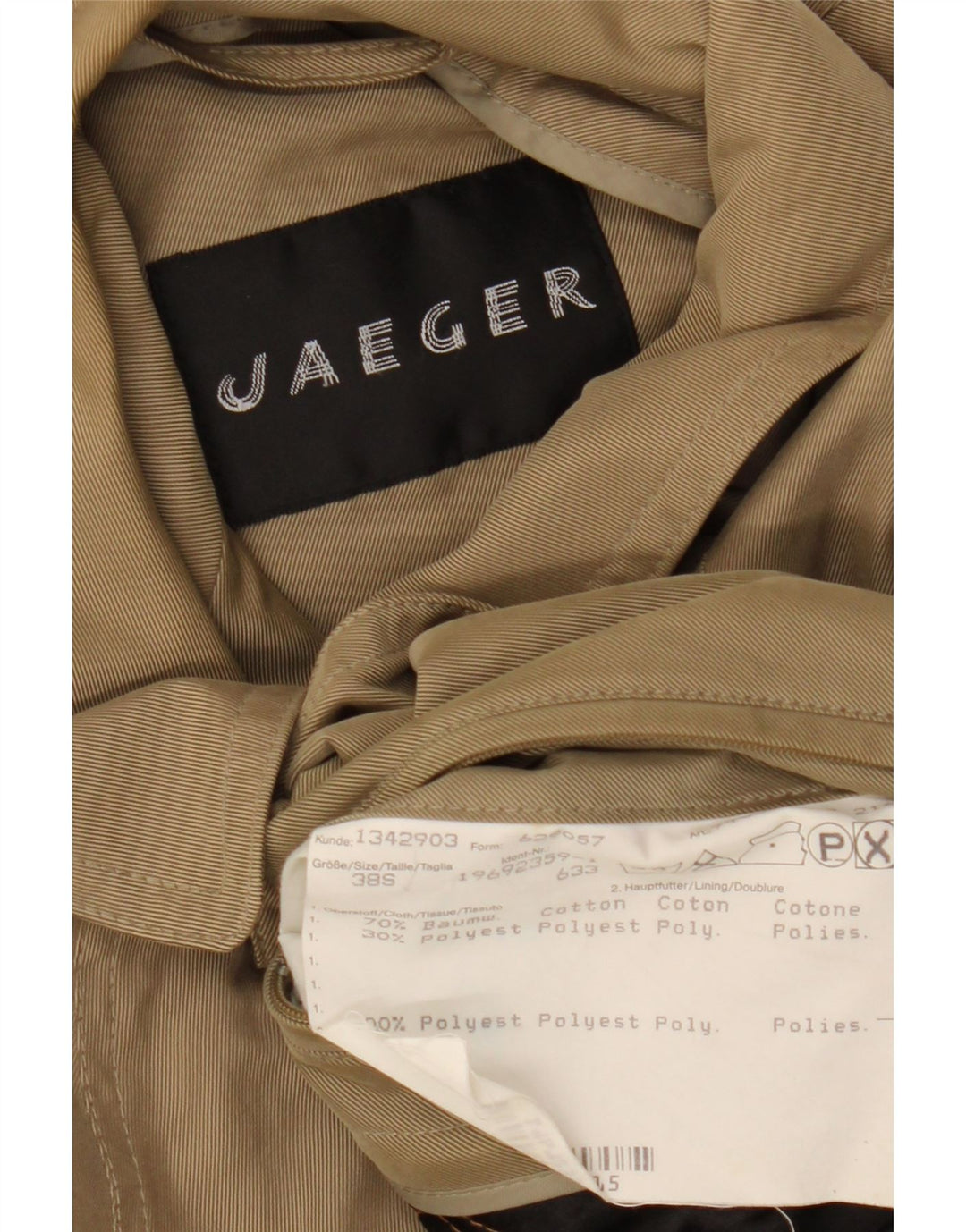 Jaeger Abrigo holgado para hombre UK 38 Algodón beige medio