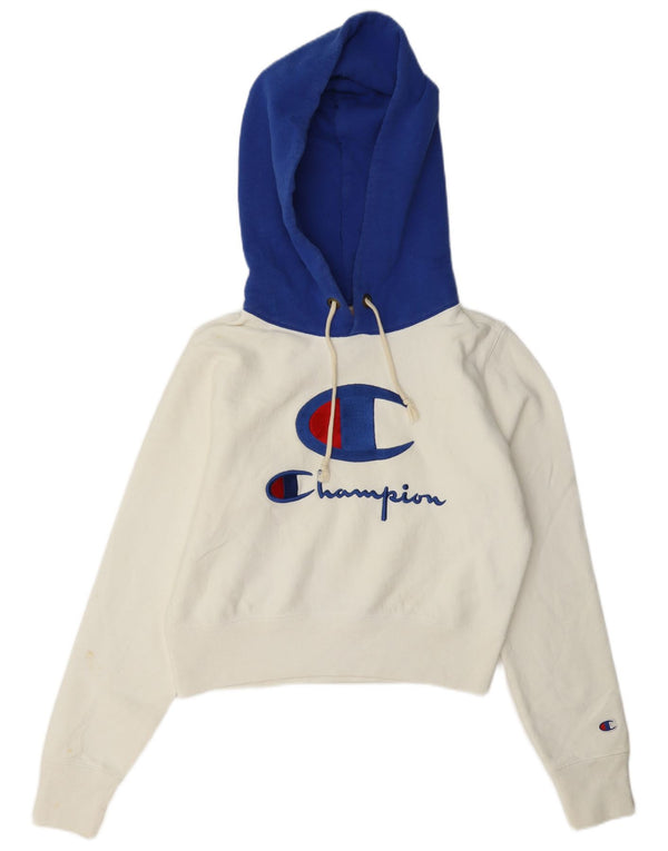 Champion Sudadera con capucha y gráfico corto para mujer UK 40 Medium White Colourblock