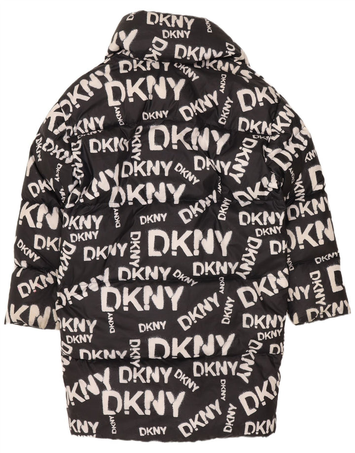 Dkny Abrigo acolchado extragrande gráfico para mujer UK 6 XS Nylon negro