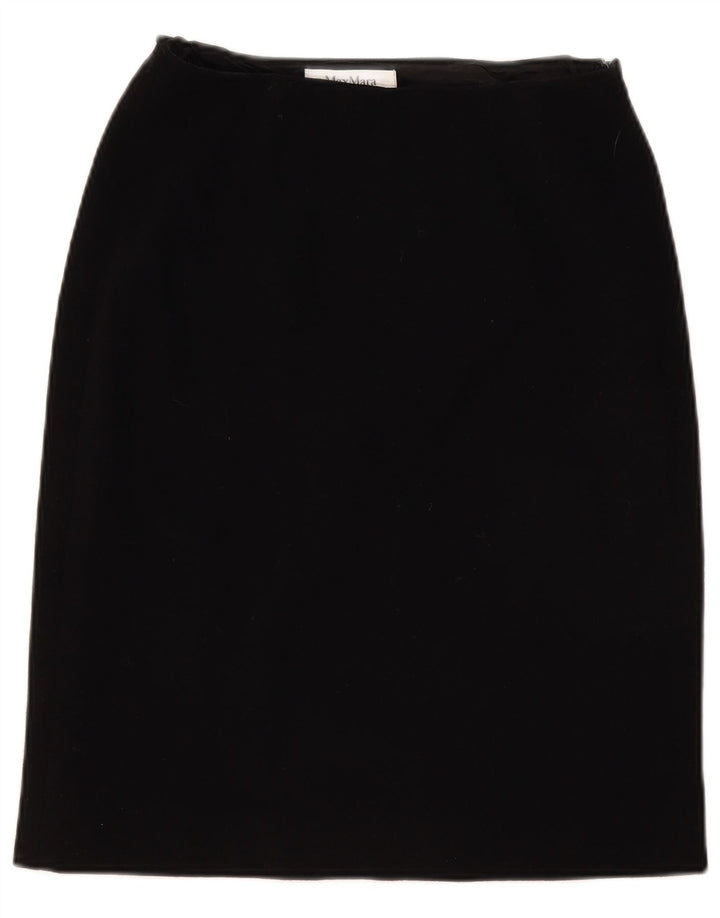 Max Mara Falda recta para mujer UK 12 Medium W28 Lana negra