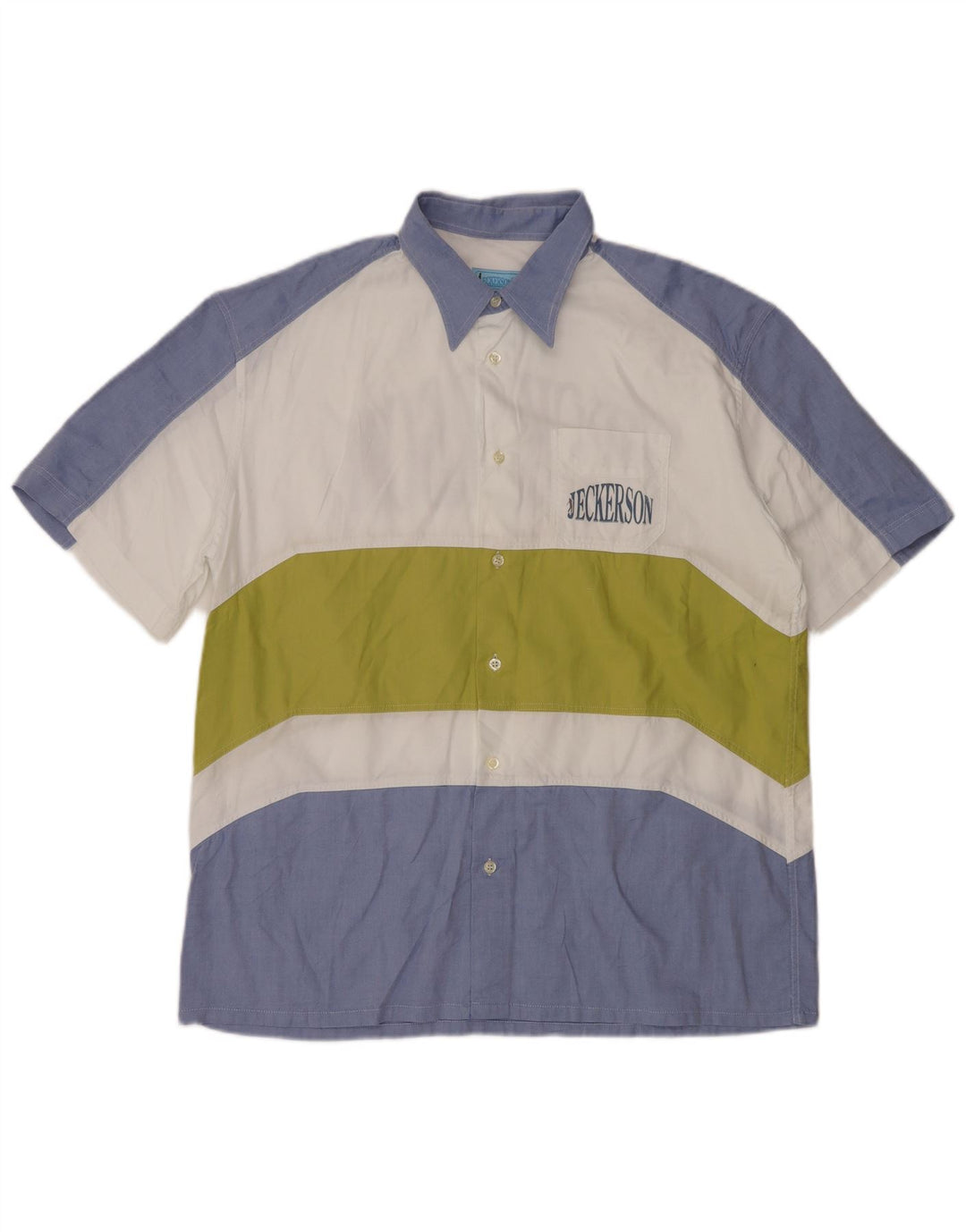 JECKERSON Camisa gráfica de manga corta para hombre XL Azul Colorblock