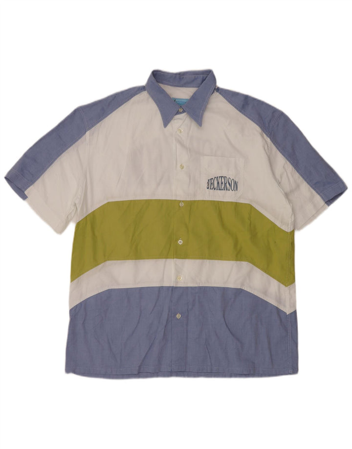 JECKERSON Camisa gráfica de manga corta para hombre XL Azul Colorblock